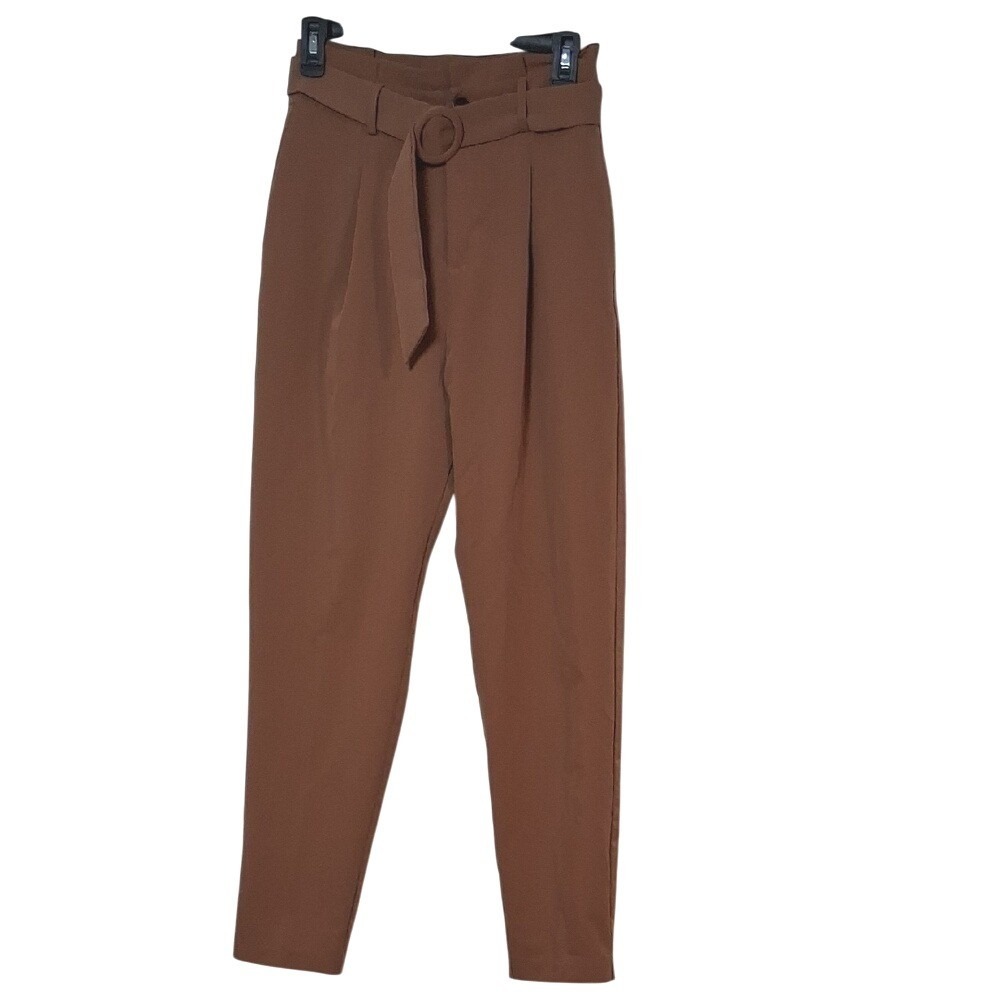 Grace & Mila Camel Brown‎  Waist  Tapered Trousers with Matching Belt size S